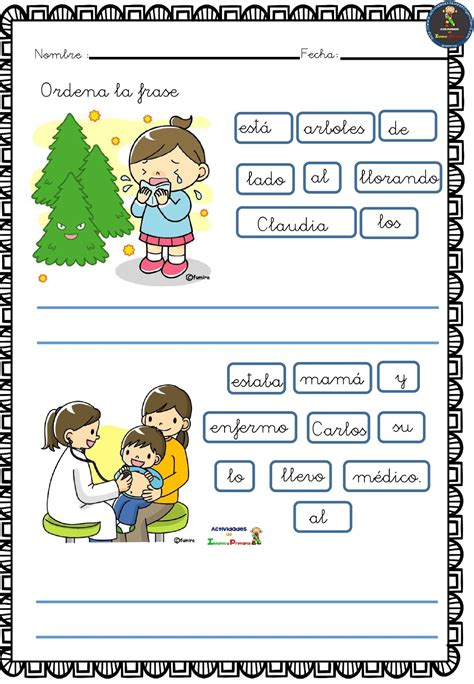 Cuadernillo Ordena Las Palabras Para Formar Frases