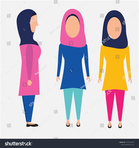Hijab Muslim Women Illustration Vector De Stock Libre De Regalías