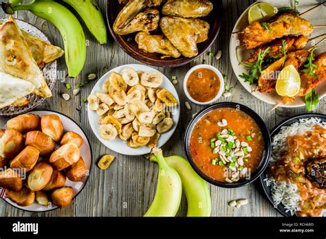 West African Food Concept Traditional Wset African Dishes Assortment
