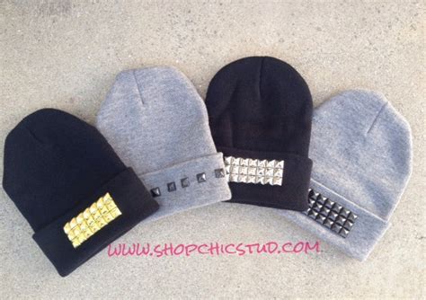 Studded Beanie Hat Choose Stud Design And Color Etsy