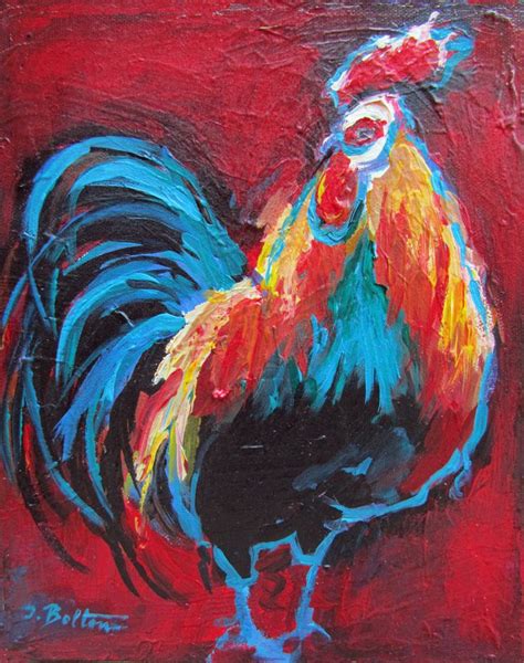 Rooster Painting Portrait Rooster Painting Original Etsy Rooster