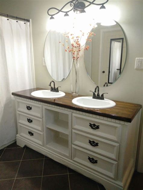 Diy Dresser Turned Into Double Sink Vanity In 2019 Rustic Bathroom