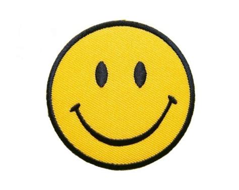 Smiley Emoticon Patches Applique Embroidered Iron On Patch Yellow