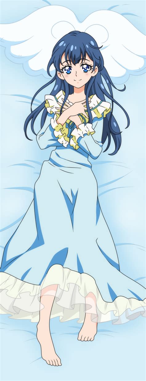 safebooru 1girl absurdres anime coloring bangs barefoot bed sheet blue eyes blue hair blue
