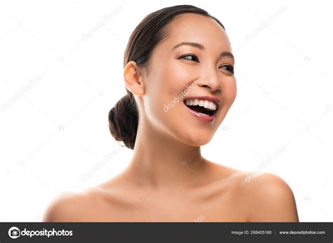 sonriente asiático chica con perfecta piel aislado blanco fotografía de stock © vitalikradko