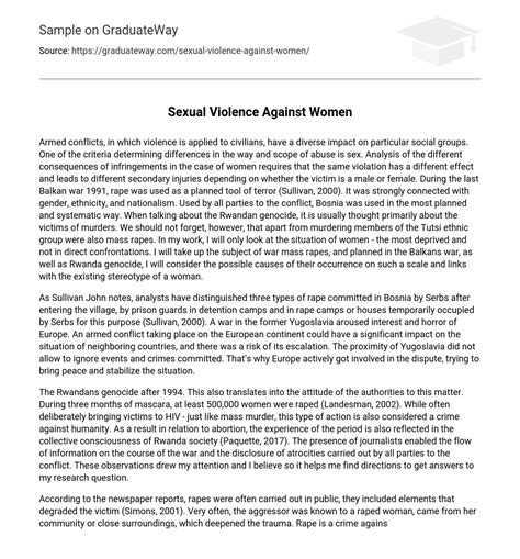 ⇉sexual Violence Against Women Essay Example Graduateway