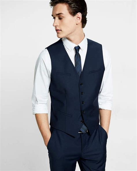 Don't just fit in, find your own perfect fit. Express Navy Wool-Blend Suit Vest | Mens vest fashion, Men ...
