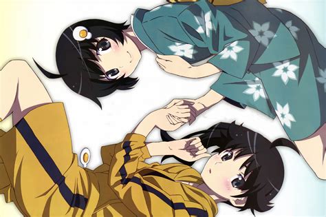 download tsukihi araragi karen araragi anime monogatari series 4k ultra hd wallpaper