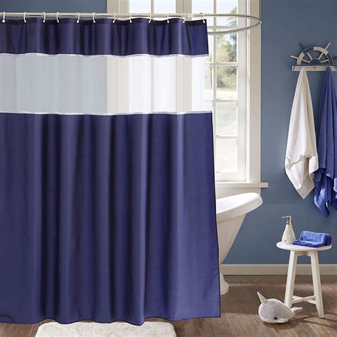 Ufriday Navy Blue Shower Curtain Fabric Shower Curtains With Light