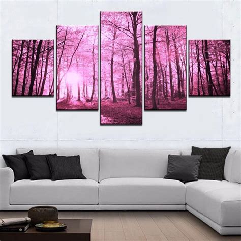 Sakura cherry blossom canvas prints pink flowers wall art. Cherry Blossom Pink Tree Forest - Nature 5 Panel Canvas ...