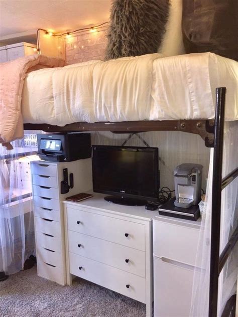 22 College Dorm Room Ideas For Lofted Beds