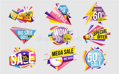 Discount Sticker And Price Label Set Template Stock Illustration