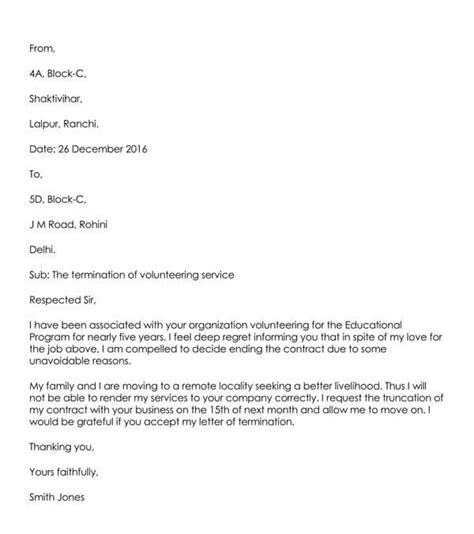 10 Volunteer Termination Letter Samples And Templates