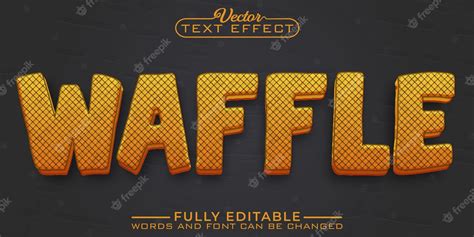 Premium Vector Cartoon Tasty Waffle Vector Editable Text Effect Template