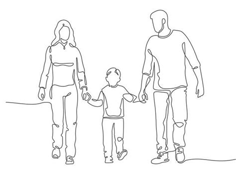 Father Son Hands Vector Design Images Continuous One Single Line