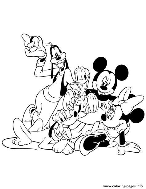 Mickey Minnie Donald Pluto Goofy Friends Disney Coloring Pages Printable