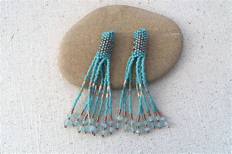 Peyote Beaded Tassel Earrings