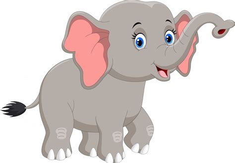 Desenho De Elefante Feliz Vetor Premium