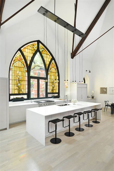 Show off your brand's personality with a custom stained glass logo designed just for you by a professional designer. Beautiful Home Converted From an Empty Church with Giant ...