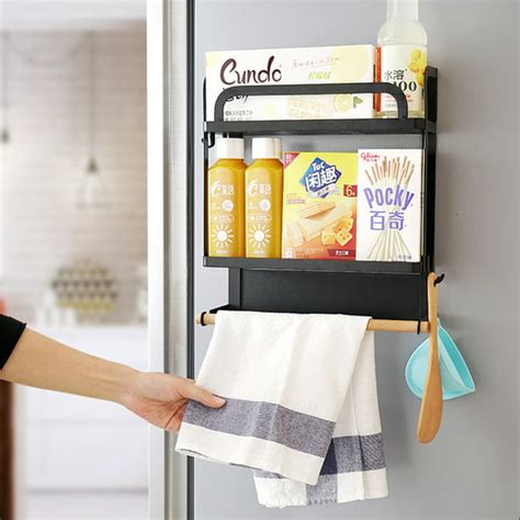 Magnetic Fridge Spice Rack Magnetic Shelf With Paper Towel Holder