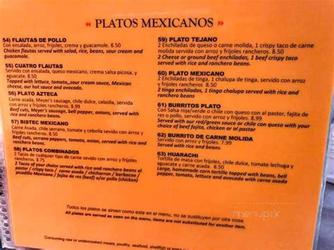Online Menu of Taqueria Azteca De Oro, Elgin, TX