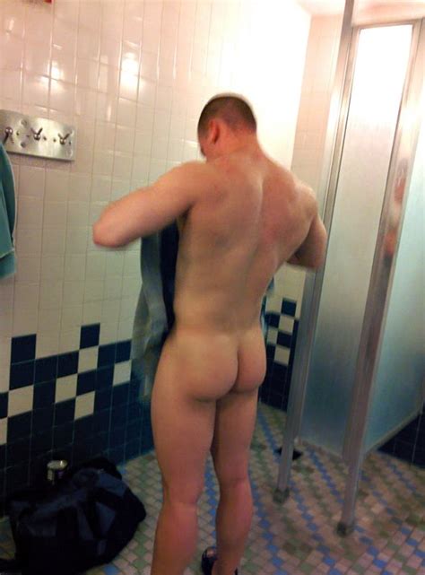 Nude Men Showering Butt