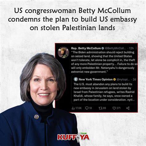 Kuffiya On Twitter Us Congresswoman Betty Mccollum Has Condemned The Plan Of Her Government To