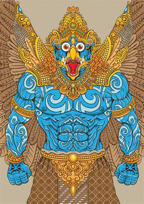 Garuda Mythology Illustration With Traditional Ornaments Mythology