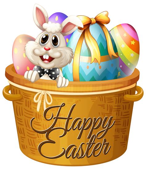 Happy Easter Greeting On Easter Basket 699865 Vector Art At Vecteezy