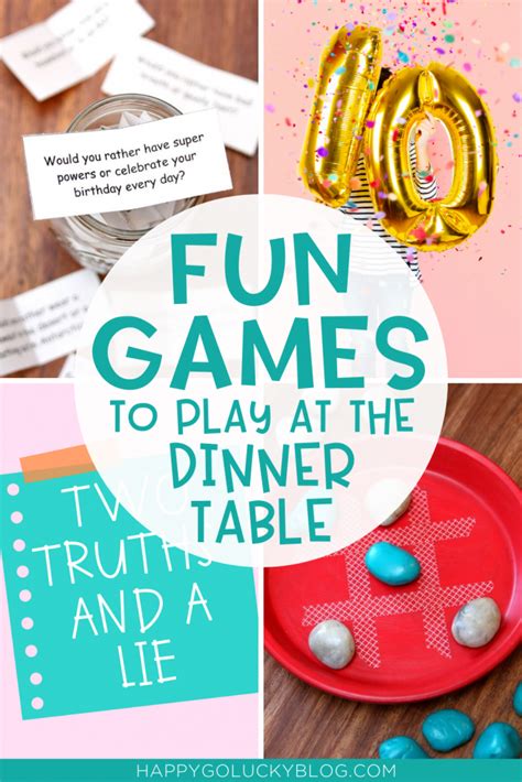 Fun Games To Play At The Dinner Table Dinner Table Games Fun Games