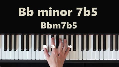How To Play Bb Minor 7 Flat 5 Bbm7b5 Chord On Piano Youtube