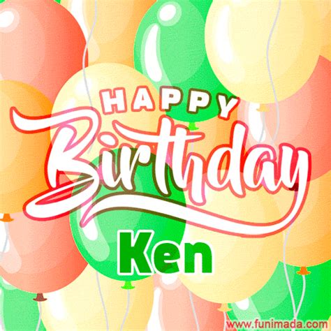 Happy Birthday Image For Ken Colorful Birthday Balloons  Animation