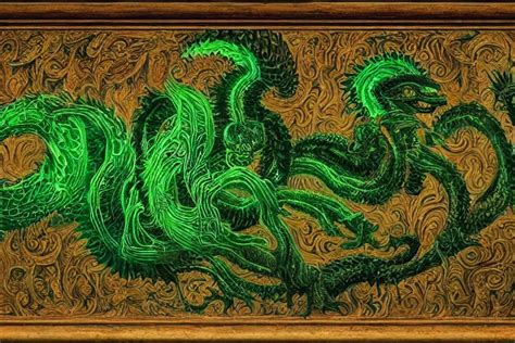 A Fearsome Mythological Basilisk Made Of Glowing Green Stable