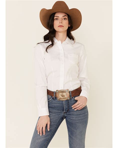 cinch women s solid white button down western shirt boot barn