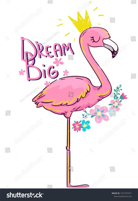 Hand Drawn Cute Flamingo Princess Vector Stock Vector Royalty Free