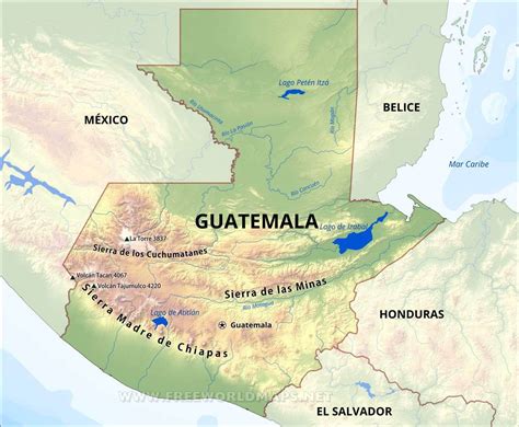 Mapa Físico De Guatemala Geografía De Guatemala