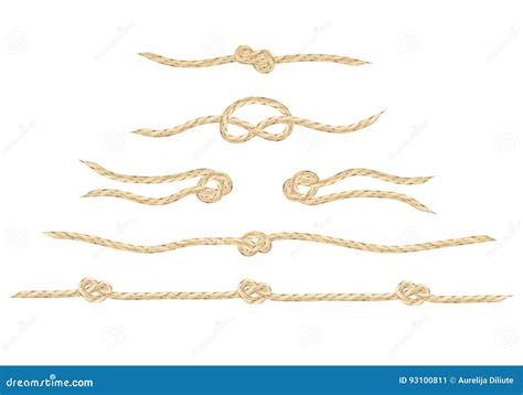 A Set Of Realistic Linen String Knots Stock Illustration Illustration