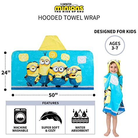 Despicable Me Minions Bathpoolbeach Soft Cotton Terry Hooded Towel