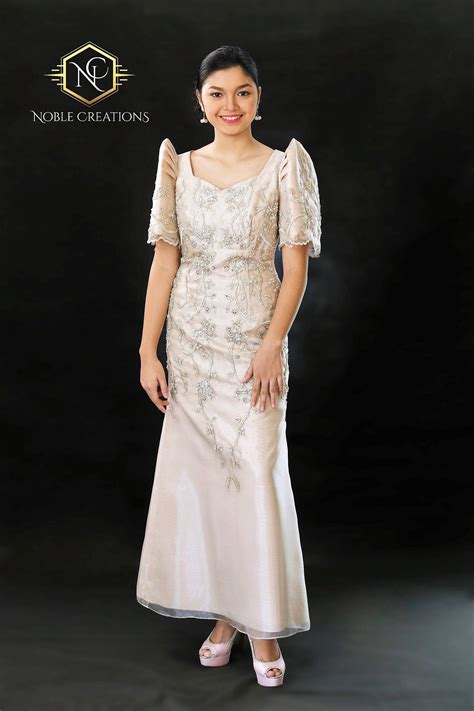 Filipiniana Dress Embroidered And Beaded Mestiza Maria Clara Baro At