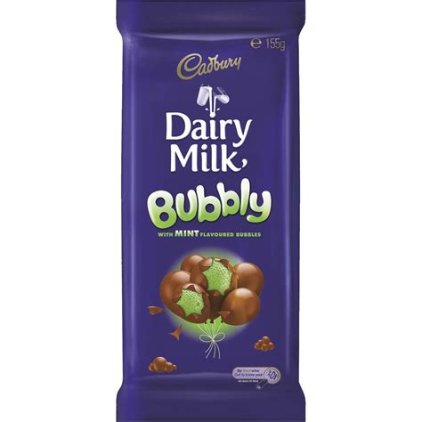 Cadbury Dairy Milk Bubbly Mint 155g Block Woolworths
