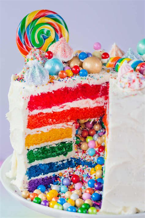 how to make the ultimate rainbow surprise cake recipe rainbow layer cakes surprise inside