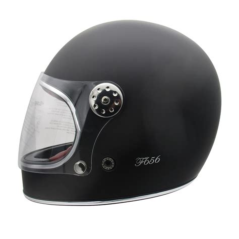Black Viper F656 Vintage Full Face Retro Motorcycle Motorbike Helmet