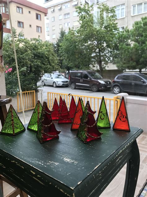 Perfect gifts for those who love christmas, all by mail order. Stained glass pine tree, candle, Christmas gifts, İstanbul ...