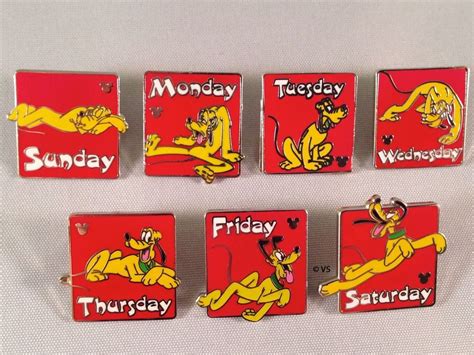 Disney Pin Hidden Mickey 2013 Series Pluto Days Of The Week Complete Set Wdw Disney Pins Sets
