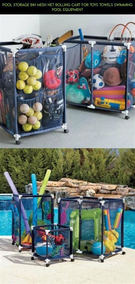 The durable mesh bin is supplied with easy to follow assembly instructions written. Pool Storage Bin Mesh Net Rolling Cart For Toys Towels ...