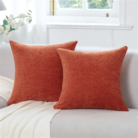 Wlnui Fall Pillow Covers 18x18 Inch Set Of 2 Burnt Orange Decorative