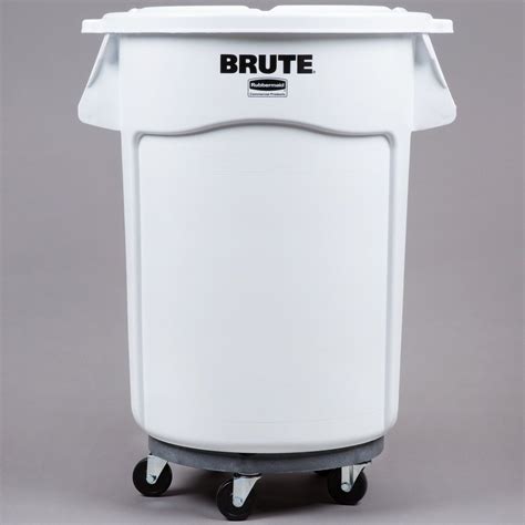 Rubbermaid Brute Gallon White Round Trash Can Lid And Dolly Kit