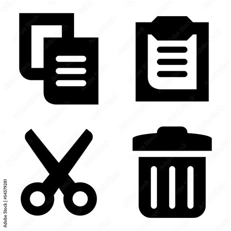 Copy Paste Cut And Delete Vector Icons Stock Vector Adobe Stock