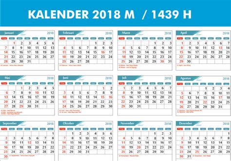 Download File Coreldraw Kalender 2018 Masehi 1439 Hijriyah Lengkap