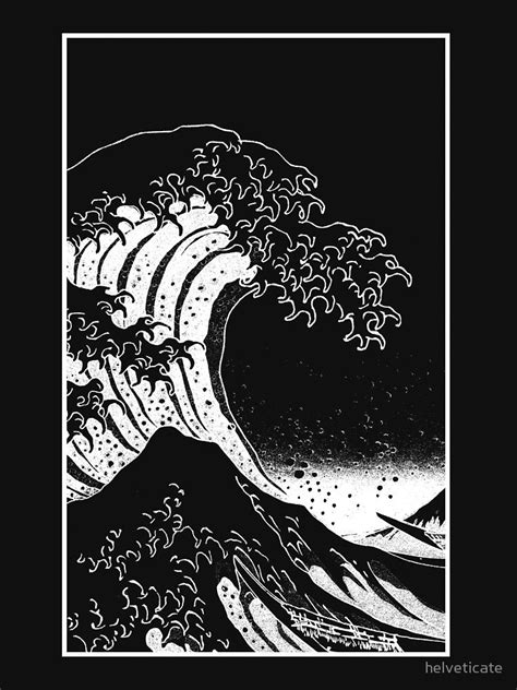 Black And White Hokusai Great Wave Essential T Shirt By Helveticate In